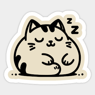 Cute cat sleeping line art Sticker